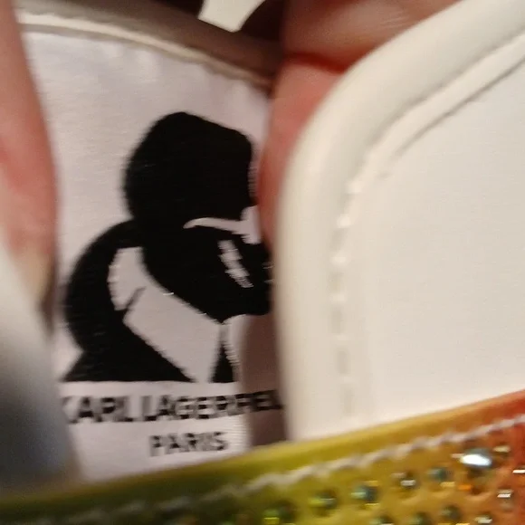 Women's White Sneakers with Multicolor Strap Karl Lagerfeld New - Picture 3 of 11